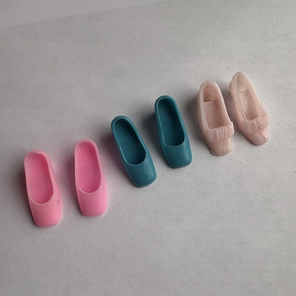 Vintage Mod Barbie Francie Shoes Square Toe Heels Korea 3 Pair Lot